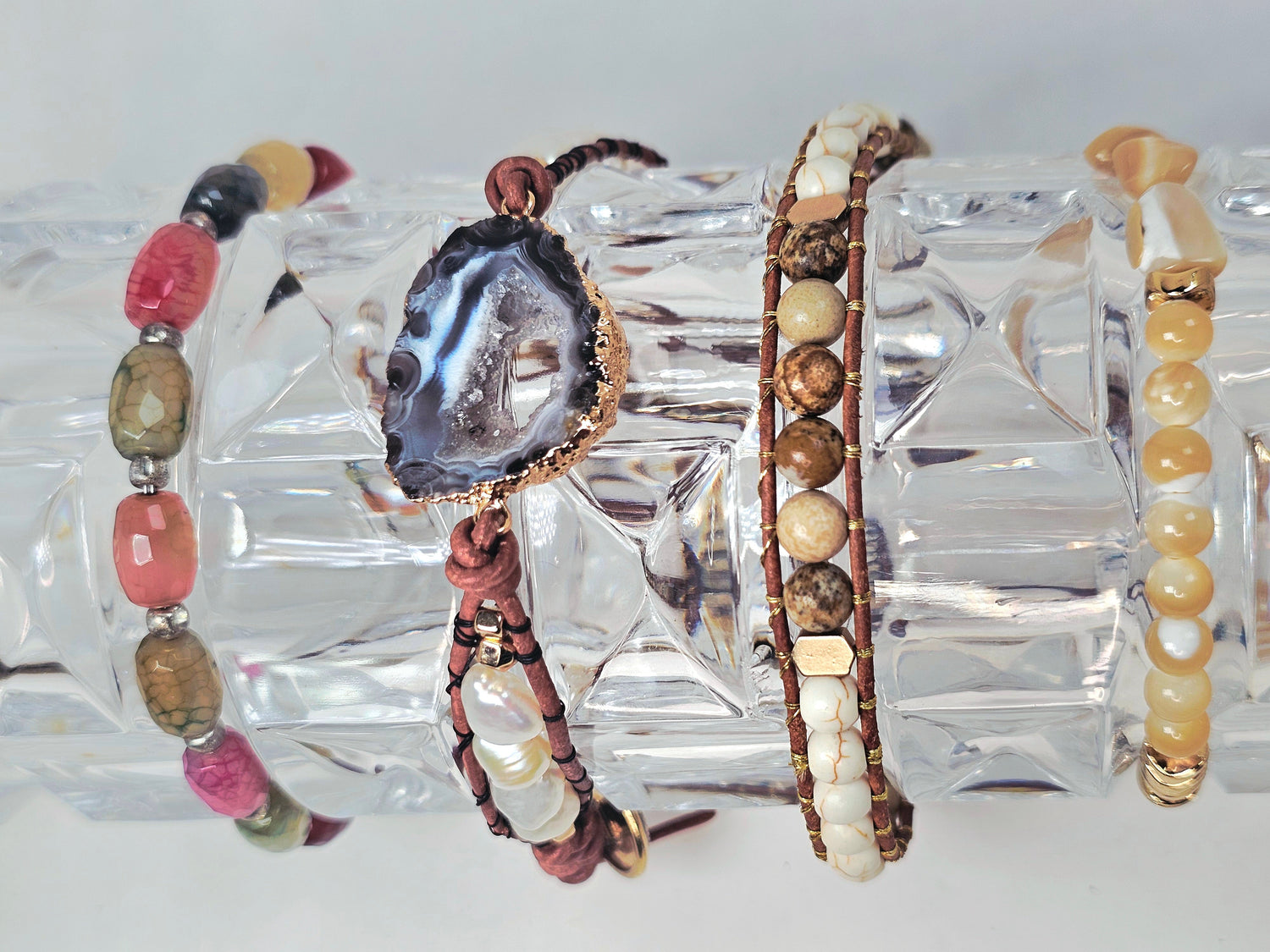 Women's bracelets made with gemstones healing properties; hematite, magnetite promotes your body's ability to heal itself. Art of Natural Health handcrafted gemstone jewelry is amazing, beautiful, the look good feel good jewelry.